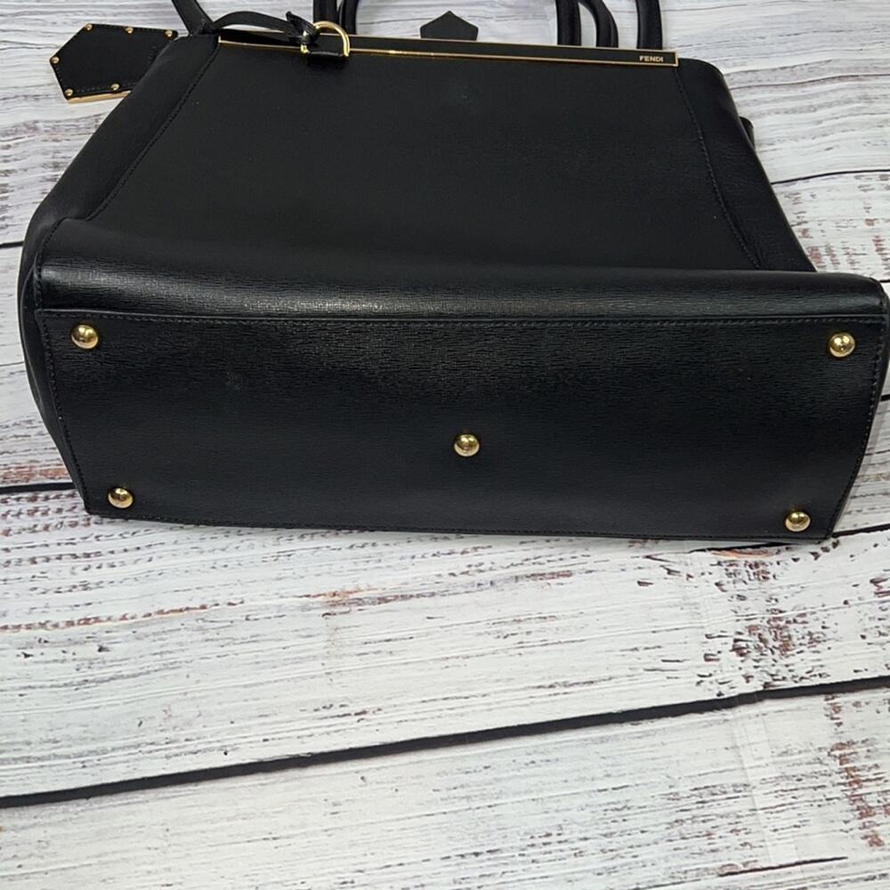 #FENDI Black Saffiano Leather Medium 2Jours Tote - Picture 13 of 16